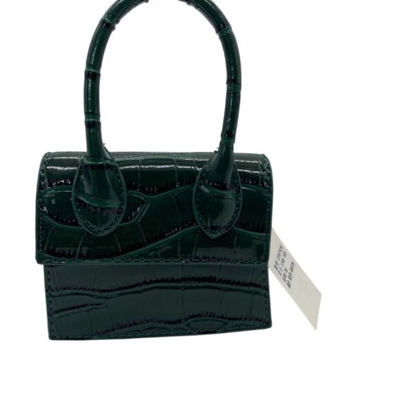 Mini Green Croc Embossed Polyurethane Leather Convertible Shoulder & Handbag - Picture 3 of 4